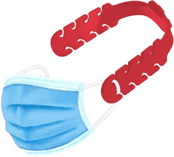 TBOC Salvaorejas Mascarillas Extensor Ajustable - [Pack 5 Piezas] Correa Antideslizante con Hebillas de Silicona [Roja] con Agarres para Sujetar Cuello Aliviar las Molestias Presión Cara Salva Orejas - Image 4