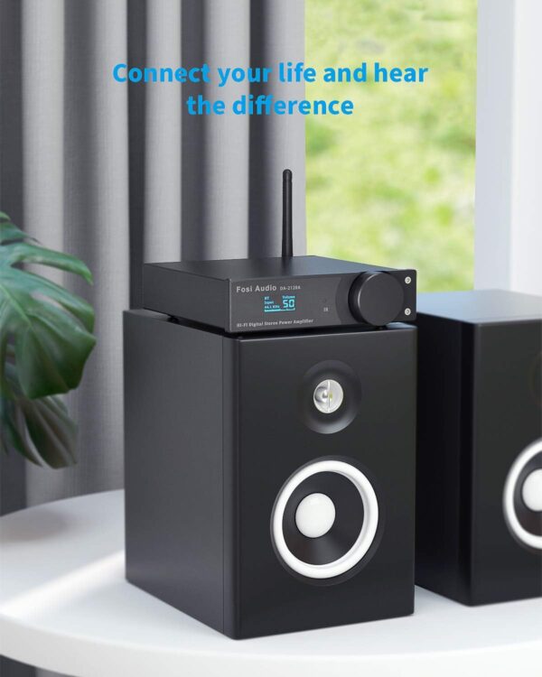 Fosi Audio DA2120A Audio Amplificador Bluetooth 5.0 Receptor estéreo 2.1 CH, Mini Compact Clase D integrado Hi-Fi DAC Amplificador para 50W x2 Altavoces y subwoofer activo con control remoto - Image 2