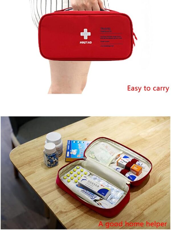 XINGSUI 1 Bolsa de Primeros Auxilios de Seguridad vacía, Kit de Primeros Auxilios de Viaje portátil, Mini Bolsa médica, Bolsa de Almacenamiento de Paquetes de medicamentos vacía (roja) - Image 4