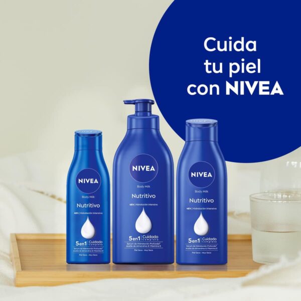 NIVEA Body Milk Nutritivo en pack de 6 (6 x 400 ml), leche corporal para una hidratación profunda durante 48 h, crema hidratante corporal con aceite de almendras - Image 7