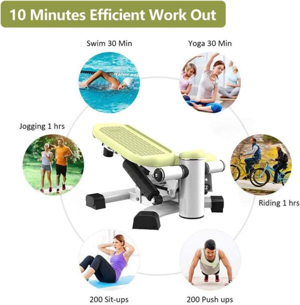 ZXLLAFT Fitness Stepper, 2 en 1 portátil Escalera Stepper, Cintura Fitness Twister Step Machine con Monitor LCD, Antideslizante para Principiantes y Profesionales,Verde - Image 3