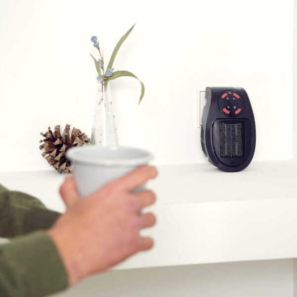 Taurus Tropicano Plug Heater Mini cerámico portátil, Ligero y Compacto, Calefactor sin Cable, termostato programable, 2 intensidades de caudal, Modo enfriamento, 500 W, Plastic, Negro - Image 6