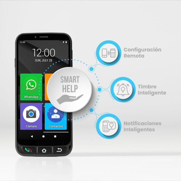 SPC Zeus 4G Pro + Carcasa | Smartphone fácil Uso Mayores | Iconos XXL, Botón SOS, Configuración remota | 5,5”, 4GB RAM, 64GB Memoria Interna, cámara 13MP, Android 11, Base de Carga, Negro - Image 5