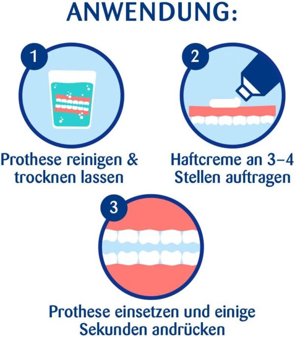 Kukident Crema adhesiva Med+limpiador dental de manzanilla para terceros, paquete de 3 unidades (3 x 40 g) - Image 2