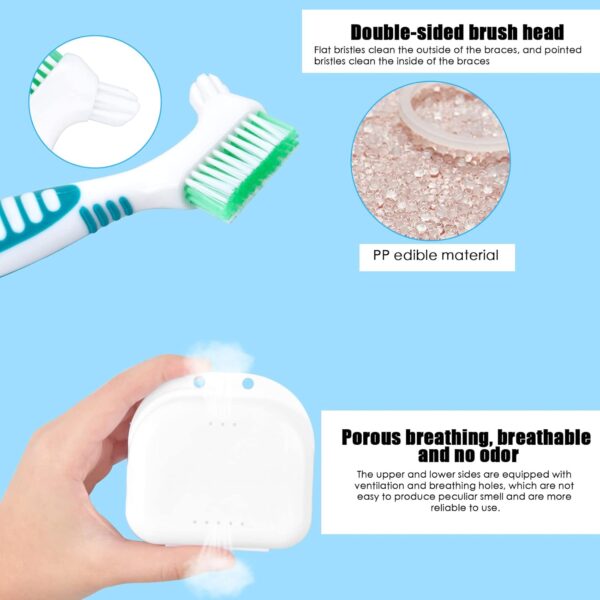 Cozlly Caja Almacenamiento de Dentaduras, Caja de Baño para Dentadura, Contenedor de Dentaduras con Cesta de Drenaje y Cepillar Limpieza, Cajas para Ortodoncia, Caja de Limpieza de Dentadura Postiza - Image 5