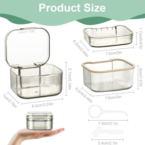 ACWOO Caja de Dentadura Postiza, Caja De Dientes Dentadura, Caja de Baño para Dentaduras, Caja de Almacenamiento de Dentaduras Postizas, Para Limpieza De Almacenamiento De Dientes Postizos - Image 2