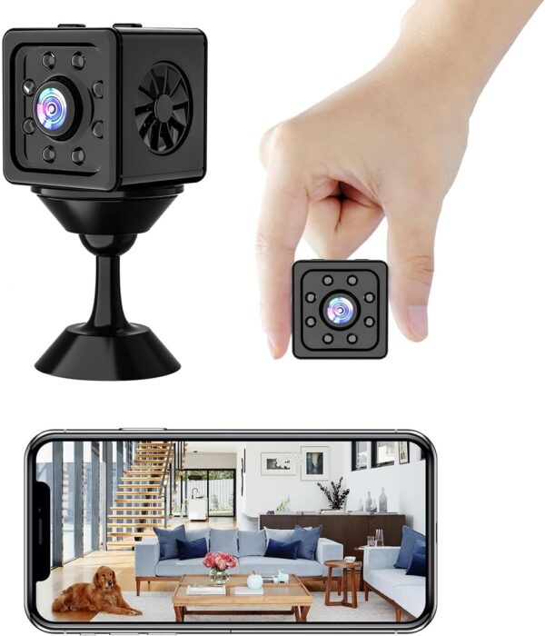 Mini cámara, Full HD 1080p, Wi-Fi, cámara de vigilancia interior, mini cámara de transmisión en vivo, aplicación de teléfono móvil con batería de larga duración, mini cámara con sensor de movimiento y