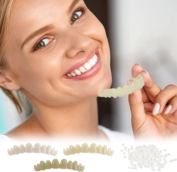 Dientes de Carillas Cosméticas, Dentaduras Postizas Instantáneas, Dentaduras Temporales, 2 Pares Carillas Dentales, Carillas Falsa, Postizos de Superior E Inferior Dientes, Cepillos Interdentales