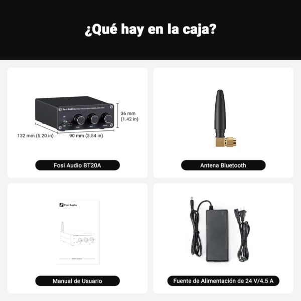 Fosi Audio BT20A Amplificador Bluetooth, 100W x 2 Mini Stereo 2CH Amp Clase D, con chips TPA3116 y Controles de Agudos de Graves para Audio Doméstico Altavoces de Escritorio Pasivos al aire Libre - Image 10