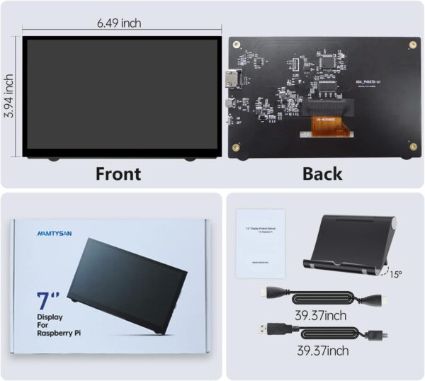 HAMTYSAN 7 Pulgadas Pantalla Monitor Portátil Externa 800x480 IPS Pequeño HDMI para Raspberry Pi 400/4/3/2/Zero/B/B+ Jetson Nano Win11/10/8/7 (No táctil) - Image 8