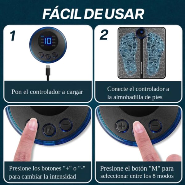 Masajeador de Pies Eléctrico EMS con Mando a Distancia – 8 Modos, 19 Niveles de Intensidad, Alivia el Dolor de Pies Cansados y Mejora la Circulación Sanguínea, Ideal para Fascitis Plantar - Image 4