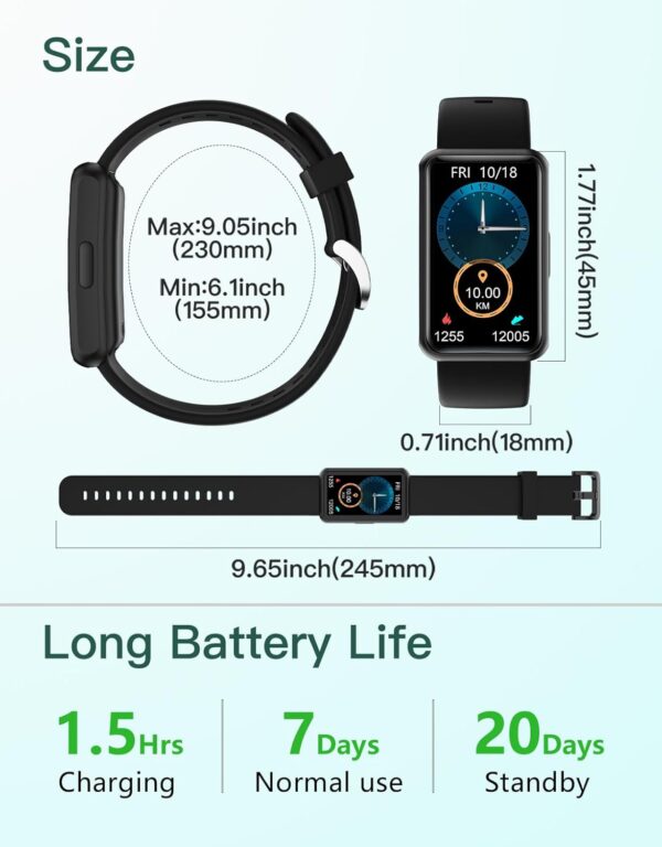 HUAKUA Smartwatch Sin Bluetooth,Sin Aplicación,Pulsera de Actividad 1.47 Pulgadas con Contador de calorías,Monitor de sueño,Despertador,Cronómetro,Impermeable IP68, Temporizador para Caminar - Image 7