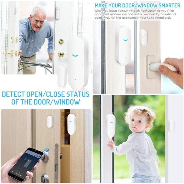 Sensores de Puerta y Ventana WiFi, Alarma Inteligente Tuya con Control de aplicación de notificación Gratuita, Sistema de Alarma de Seguridad para el hogar,Compatible con Alexa (Paquete de 4) - Image 7