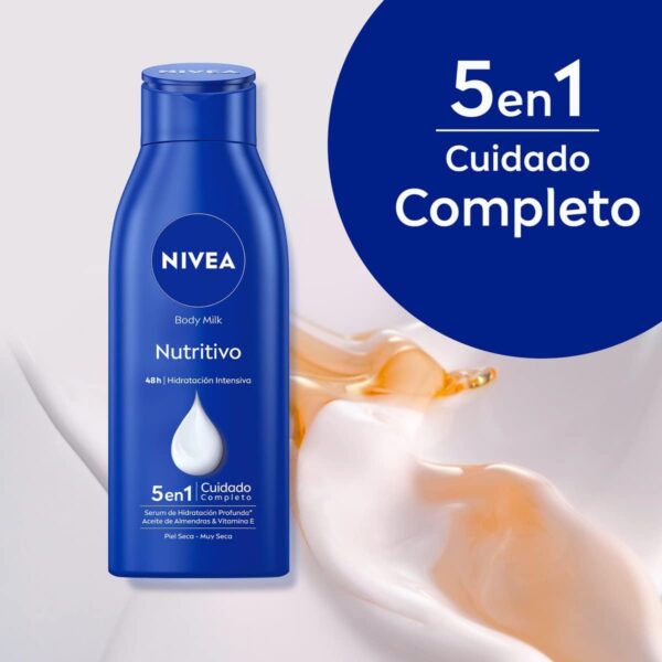NIVEA Body Milk Nutritivo en pack de 6 (6 x 400 ml), leche corporal para una hidratación profunda durante 48 h, crema hidratante corporal con aceite de almendras - Image 3