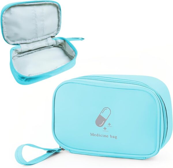 Mini Botiquín de Primeros Auxilios Portátil, Bolsas de medicamentos portátiles, Bolsa Médica Vacio, Botiquin de Primeros Auxilios Impermeable, para Situaciones Emergencia en Hogar, Viajes (Azul)