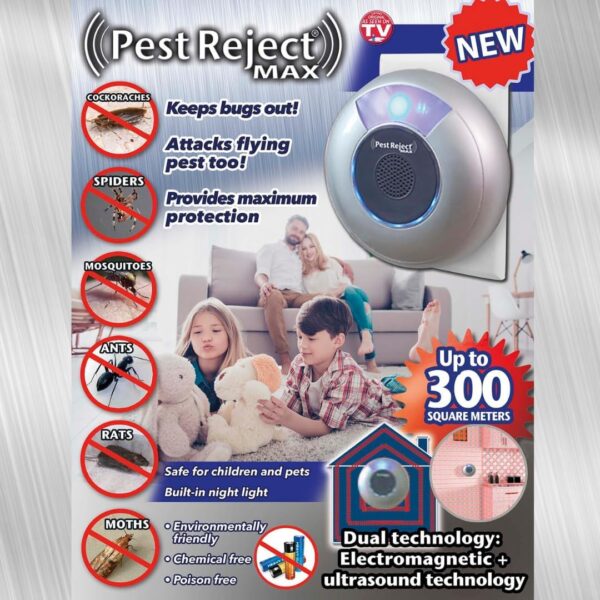 Pest Reject MAX, Repelente Efectivo de plagas, Insectos y roedores, Más Potente y Más Efectivo, Tecnología Electromagnética + Ultrasonido, Frecuencia Variable (1 Unidad) - Image 3