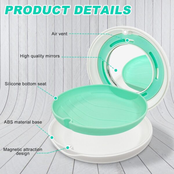 ADNEWX 2 Caja Ferula Dental, Portátil Caja Aparato Dental con Espejo, Cepillo de Dientes, Herramienta de Extracción para Dentaduras Postizas, Cuidado de Aparatos Ortopédicos, Almacenamiento - Image 3