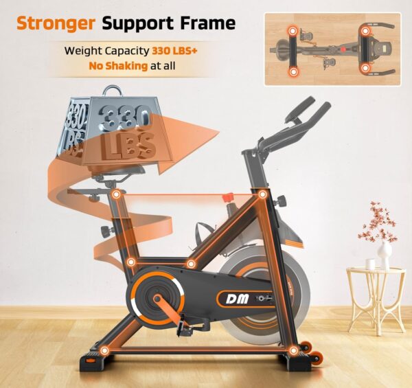 DMASUN Bicicleta estática de resistencia magnética, bicicleta de ciclismo para interiores, bicicleta de ciclismo con cómodo cojín de asiento, pantalla digital con pulso - Image 2