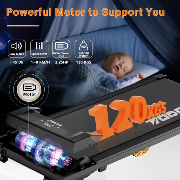 TODO Cinta de Correr, Cinta de Andar eléctrica，Walking Pad, Cinta de Correr para Caminar Debajo del Escritorio, Velocidad Ajustable 1-8 KM/H, Motor de 550W con Mando a Distancia y Pantalla LCD - Image 4
