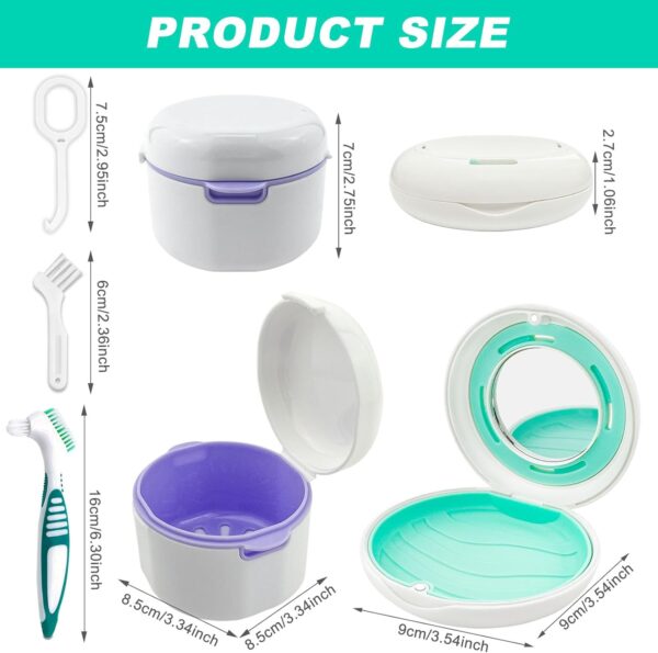 ADNEWX 2 Caja Ferula Dental, Portátil Caja Aparato Dental con Espejo, Cepillo de Dientes, Herramienta de Extracción para Dentaduras Postizas, Cuidado de Aparatos Ortopédicos, Almacenamiento - Image 2