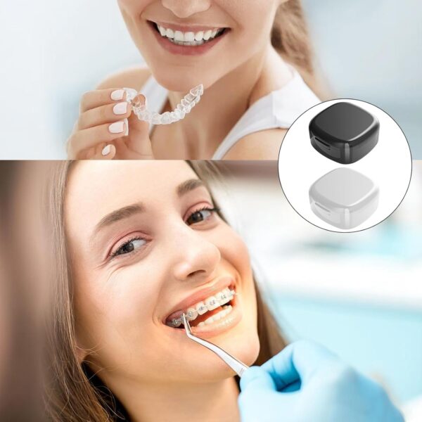 Porta aparato dientes 2 piezas caja aparato dientes caja para dentaduras dentales caja caja de almacenamiento para dentadura porta protector bucal porta bite dental para limpiar y almacenar prótesis - Image 7