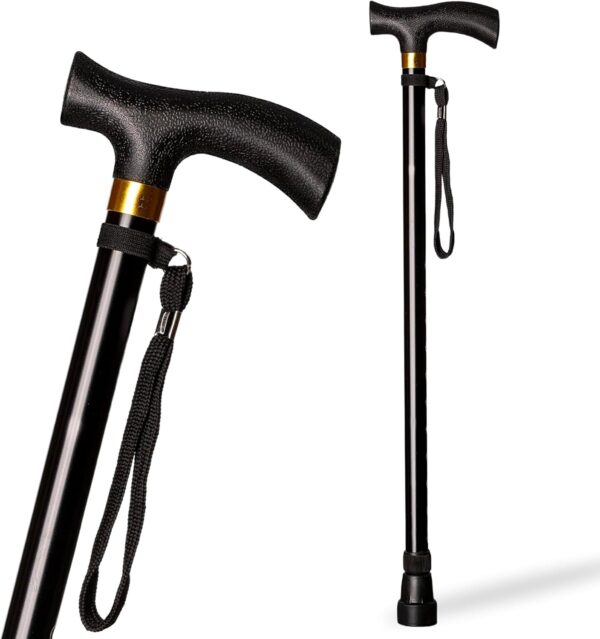 Bastón para Personas Mayores Extensible de Aluminio - Bastones para Mayores y Ancianos para Caminar - Regalos para Hombres y Mujeres Mayores Regulable en Altura a 74-95cm - Bastón de Color Negro