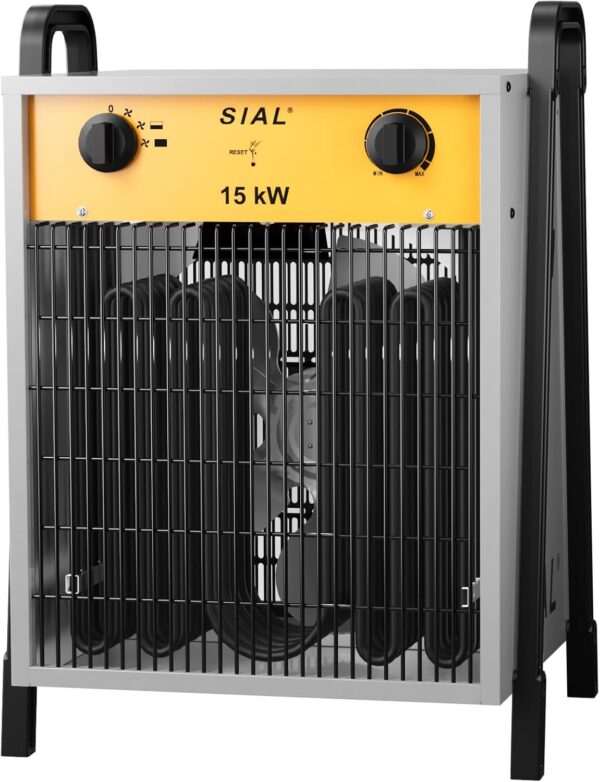 SIAL Calefactor 15000 W - Radiador Electrico - Calentador Industrial - 3 Niveles de Calor - Termostato & Protección Contra Sobrecarga - Ventilador de Calefacción Para Uso Interior y Exterior