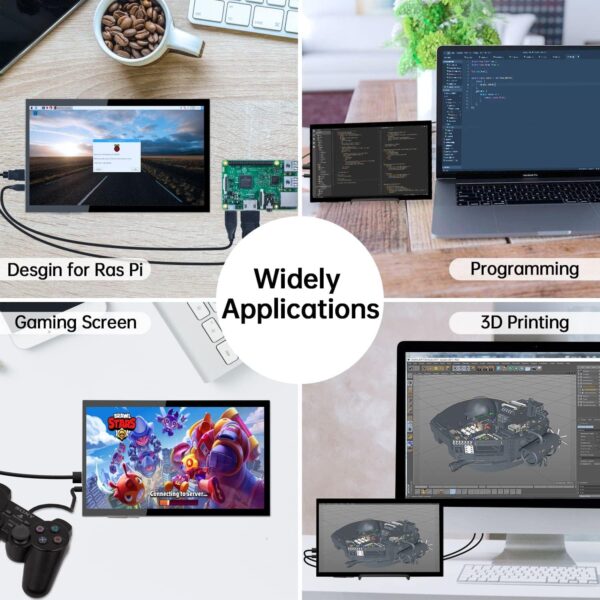 HAMTYSAN 10.1 Pulgadas Raspberry Pi Pantalla Táctil 1024x600, Pequeño Monitor HDMI Portátil con Soporte, Pantalla IPS para Raspberry Pi 400/4/3/2/Zero/B/B+ Jetson Nano Win11/10/8/7 - Image 8