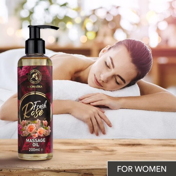 Aceite de Masaje Rosa 200ml - Aceite Corporal Relajante con Palo de Rosa - Semilla de Uva - Jojoba - Almendra - Aceites de Melocotón y Extracto de Rosa - Aceite de Masajes para Parejas - Image 3