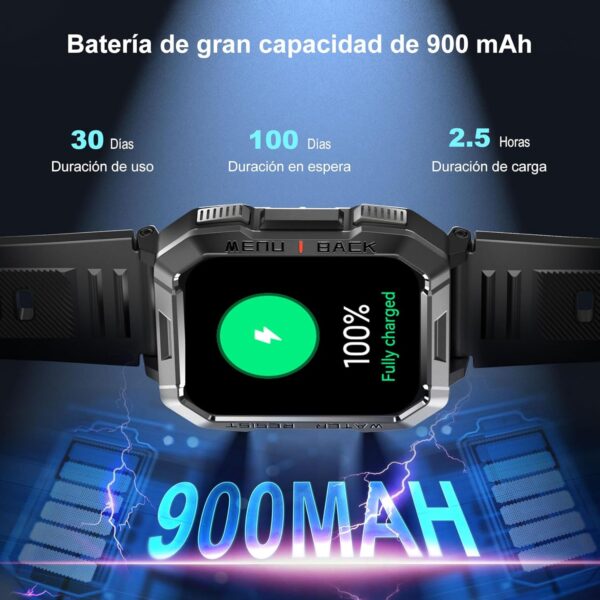 Blackview Reloj Inteligente Hombre - Llamadas Bluetooth, 2.01” Smartwatch Hombre con Linterna, Brújula, Pulsómetro, Monitor de Sueño, Podómetro, Notificación, Pulsera Actividad 100+ Modos Deportivos - Image 3