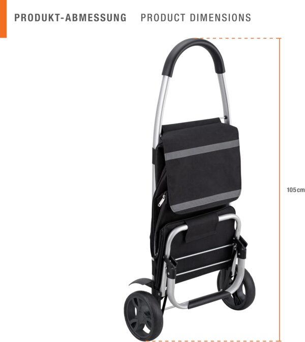 Meister - Carrito de la compra, 54 L, con compartimento refrigerador, bolsa extraíble y resistente a la lluvia, colgador para el carro de la compra, carrito plegable, 6816800 - Image 2