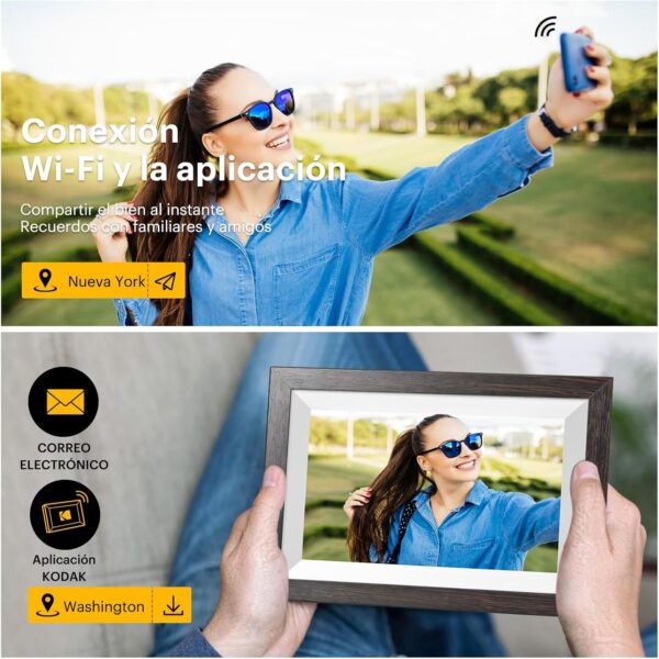 KODAK Marco de Fotos Digital WiFi 10.1 Pulgadas, Memoria Incorporada 32GB, Pantalla Táctil para HD 1280x800 IPS, Soporte Multilingüe, Rotación Automática, Compartir Instantáneamente Fotos y Videos - Image 2
