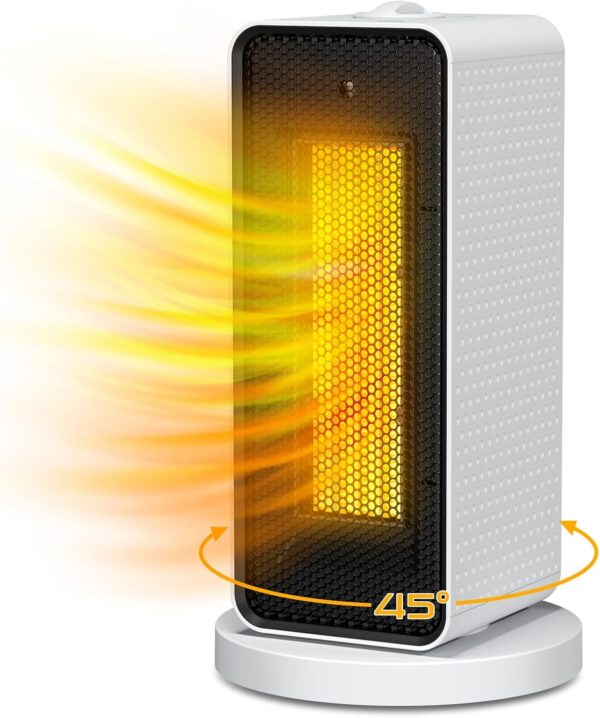 Qoosea Calefactor Bajo Consumo 1200W Calefactor Eléctrico Calefactor Bajo Consumo Baño de Aire 3 Configuraciones Calor Modo Protección Contra Sobrecalentamiento para Casa Oficina (Blanco)