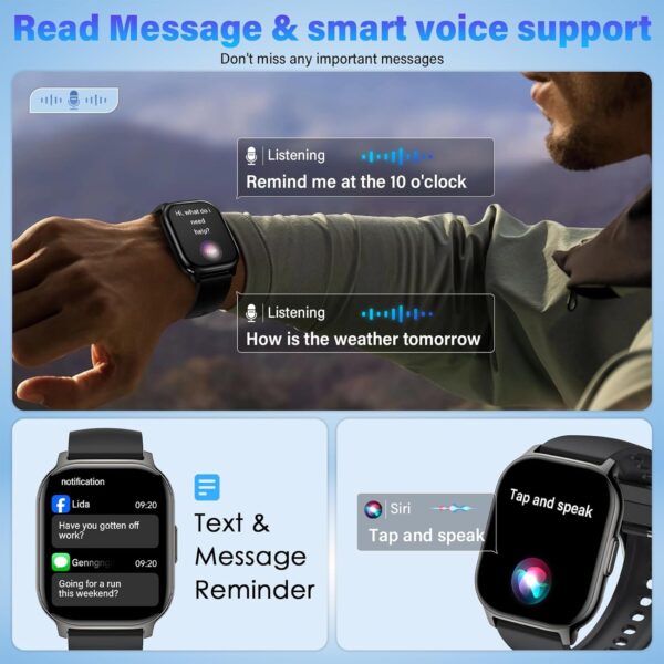 Reloj Inteligente Hombre Mujer, Smartwatch 2.1inch con Llamadas Bluetooth 5.2, Pulsómetro/Monitor de Sueño, 100+ Modos Smart Watch Deportivo Hombre, Pulsera Actividad Impermeable IP68 para Android iOS - Image 3