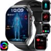 YYKY 2024 ECG Reloj Inteligente con 𝐆𝐥𝐮𝐜𝐞𝐦𝐢𝐚/Ácido Úrico/Lípidos, 2.04" AMOLED Smartwatch con BMI/Fatiga/Emociones, 24/7 Temperatura Corporal, Presión Arterial, Sueño para Android iOS