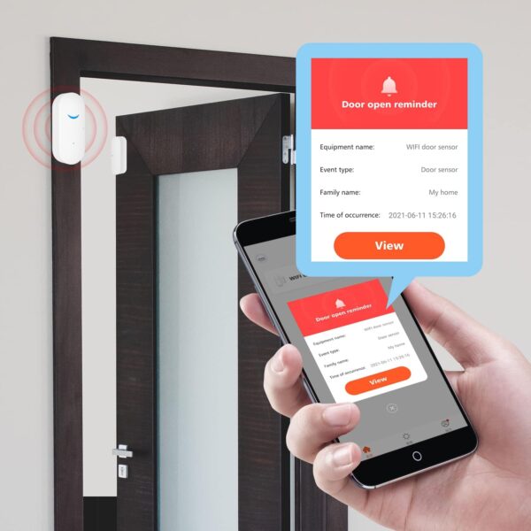 Sensores de Puerta y Ventana WiFi, Alarma Inteligente Tuya con Control de aplicación de notificación Gratuita, Sistema de Alarma de Seguridad para el hogar,Compatible con Alexa (Paquete de 4) - Image 2