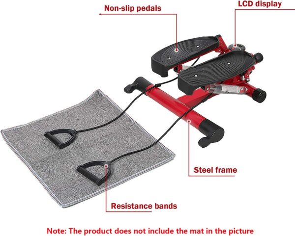 ZXLLAFT Mini Stepper, Stepper de Escalera de Fitness, Máquina de aeróbicos, Stepper de Escalera portátil con Bandas de Resistencia, Resistencia Ajustable - Image 4
