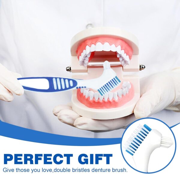 2 Recipiente Para Dentaduras Postizas, Dentaduras Postizas Caja De Almacenamiento Kit De Limpieza De Dentaduras Postizas Caja Aparato Dental Con Filtrar, Con 2 Cepillos De Limpieza - Image 5