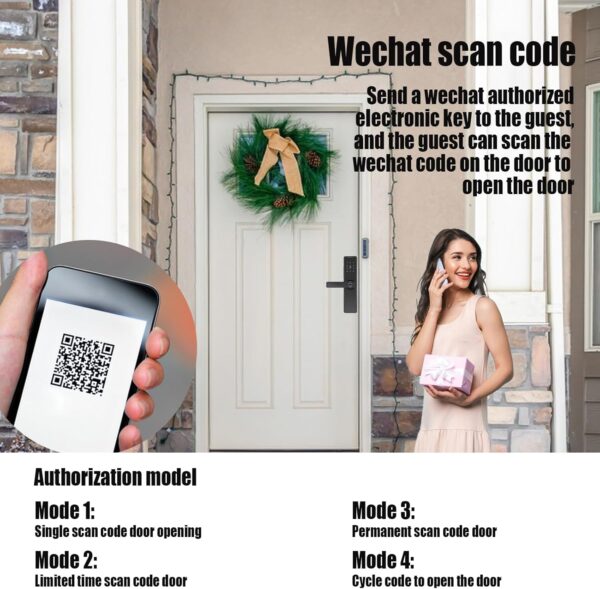 Cerradura inteligente para puerta delantera, cerradura digital electrónica con teclado, control de aplicación, WiFi y Bluetooth, cerradura inteligente con asa para dormitorio, hogar, hotel - Image 4