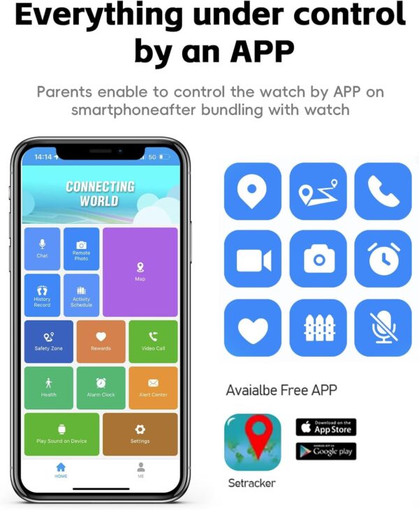 AXYWINBO Smartwatch 4G con Videollamada, Localizador Smart Watch GPS/WIF/Bluetooth, con Imagen y Chat de Voz, Reloj Inteligente Podómetro Caloría Música SOS, para Niños Mayores de 5 años, Negro - Image 2