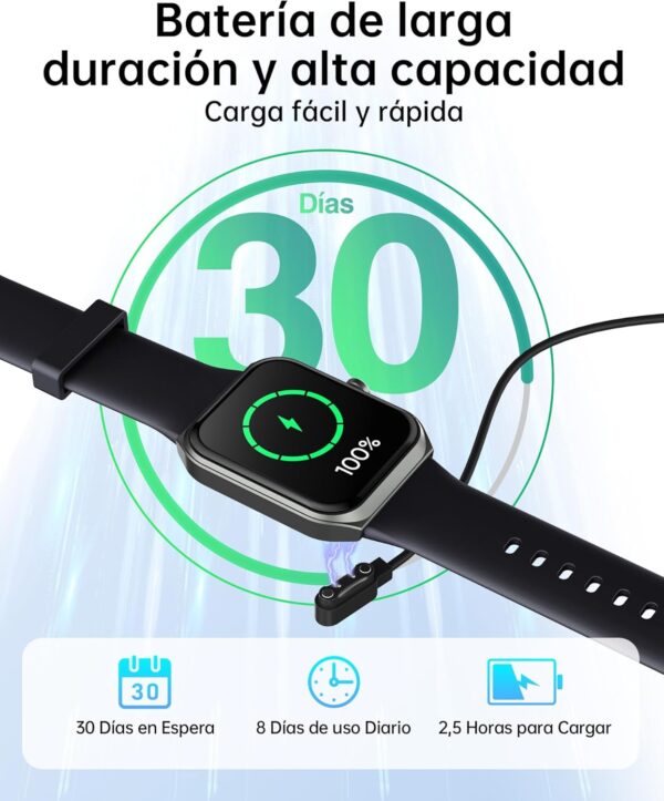 TUYOMA Reloj Inteligente Hombre Mujer, 1,91" Pantalla LCD Smartwatch Hombre Llamadas Bluetooth y Reloj Inteligente Whatsapp Alertas Información, Oxímetro, Pulsómetro,Reloj Deportivo para Android iOS - Image 7