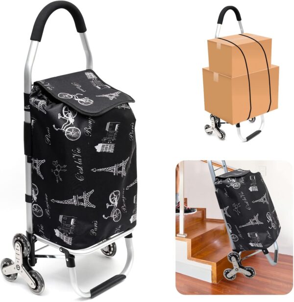 Carrito de la compra con marco de aluminio estable y bolsa de lona impermeable extraíble. El compañero ideal para compras cómodas y prácticas