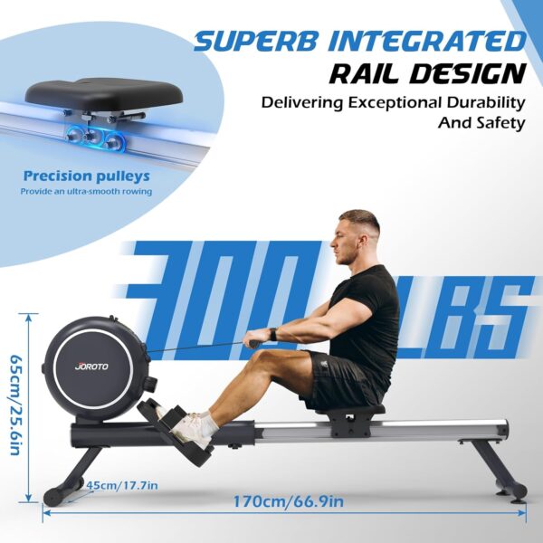 JOROTO Maquina de Remo para Casa, Resistencia Magnética, Riel Retráctil de Aluminio, Capacidad Máxima 140 KG con Función Bluetooth, Remo Fitness Silenciosa para Uso Doméstico - Image 5