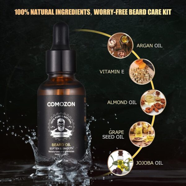 Kit Barba Hombre Cuidado 12 En 1 Con Maquina Afeitar Barba Aceite Barba Cepillo Barba Aceite Para Barba Hombre Champu Barba Peine Barba Balsamo Barba,100% Natural, Regalos Para Hombre - Image 2