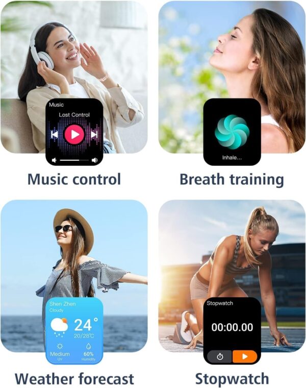 GRV Smartwatch, Pulsera Actividad Inteligente IP68 Impermeable Reloj Inteligente Mujer Hombre con Pulsómetro Monitor de Sueño Podómetro Notificación de Mensajes Reloj Deportivo (Rosa) - Image 5