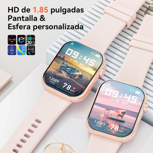 Hwagol Reloj Inteligente Hombre Mujer con Llamadas, Smartwatch Hombre Mujer, 1.85 Reloj Deportivo Mujer 140+ Modos Deportivos, Pulsómetro Monitor de Sueño, Calorías Podómetro para Android iOS - Image 4