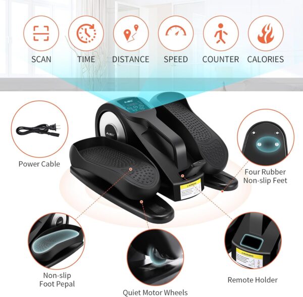 AOODIL Mini Eliptica, Máquina Elíptica Eléctrica de Velocidades Ajustables, Pedales Estaticos Personas Mayores, Pedaleador Electrico Portátil, Entrenador Elíptico para Mayores y Adultos - Image 3