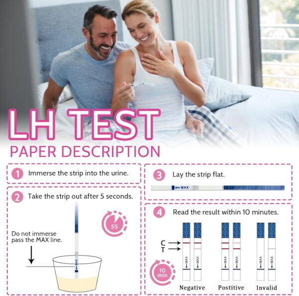 50 Piezas Test de Ovulación, Test Ovulacion Tira, Test Ovulacion Sensibilidad, 25 miu/ml Sensibilidad, Pruebas de Ovulación, Resultados Rápidos y Precisos, Prueba de Fertilidad Familiar Femenina - Image 3