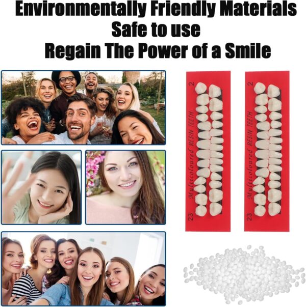 56 Piezas Dientes Falsos, Diente de Resina Sintética, Material Dental Dientes Dentadura, Kit de Dientes Falsos de Halloween, Dentadura Dental Completa de Resina Acrílica - Image 3