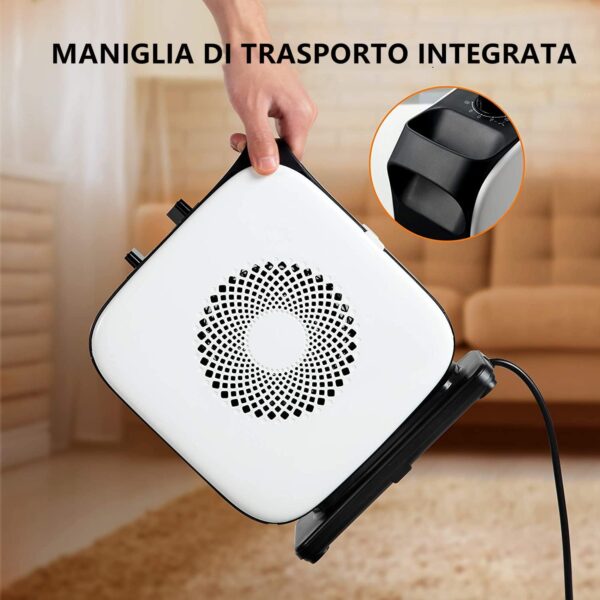 Midea Nty15-19Cae - Termoventilador de bajo consumo PTC, cerámica, calentador eléctrico portátil, 1500 W energéticamente eficiente con termostato ajustable, blanco y negro, 25,8 x 10,3 x 28,5 cm, 3 kg - Image 7